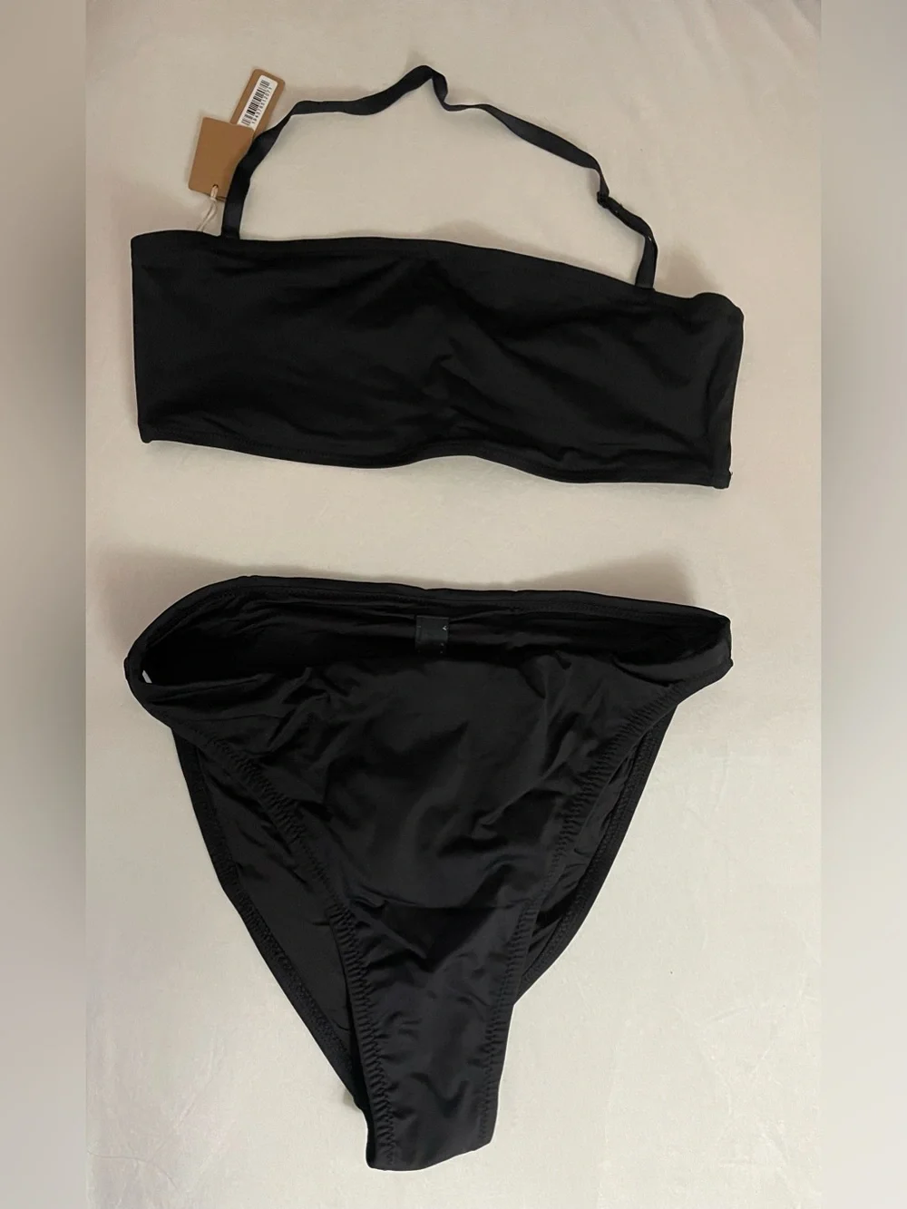 Skims NWT 2PC Onyx Bandeau Halter Bikini Top & High-Rise Bottoms Swimsuit M
